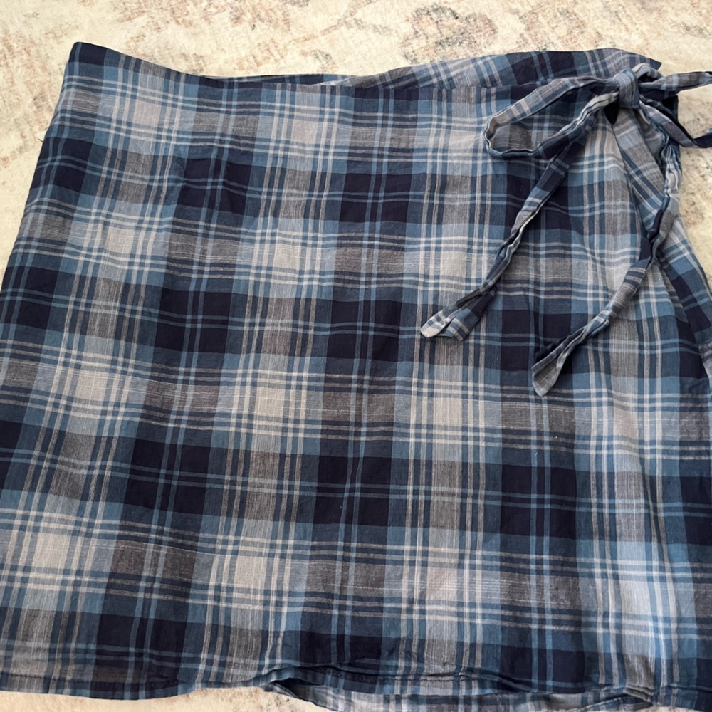 Sundays Blue and Gray Plaid Mini Skirt